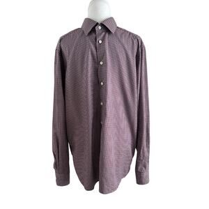 Eton Contemporary Long Sleeve Button Front Plaid Dress Shirt I 17.5